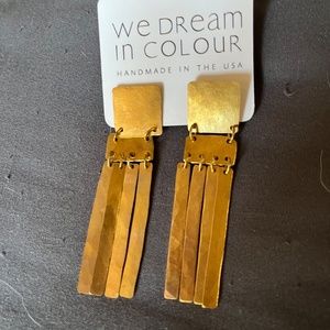 Anthropologie We Dream In Color Little Padme BRASS DANGLE EARRINGS  NWT